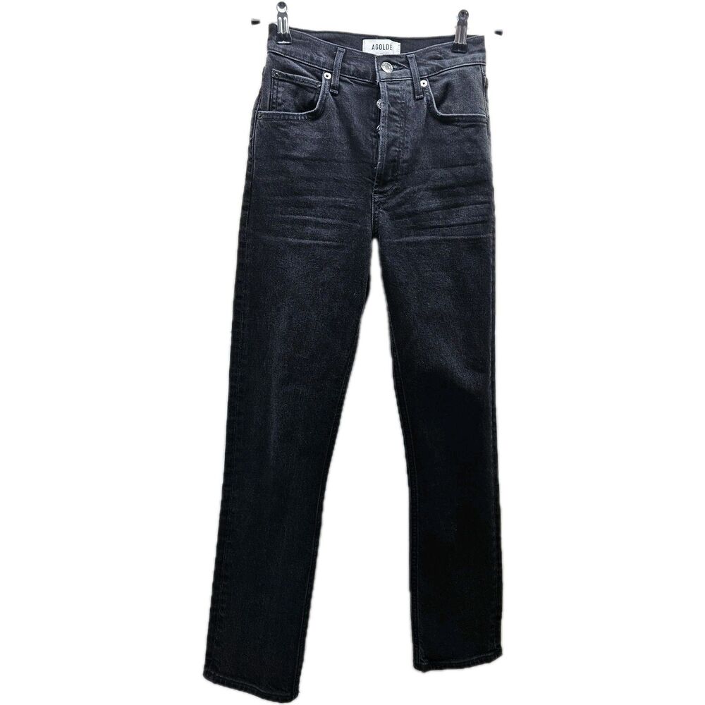 Agolde Womens Black Riley Crop Jeans Size 23 Waist